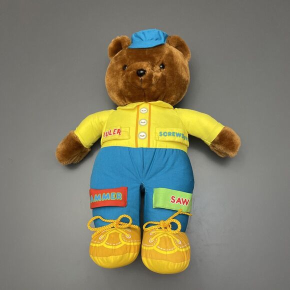 VNTG 1985 American Greetings Amtoy Carpenter Wood work Plush Bear 16” NO TOOLS!! - Picture 1 of 8